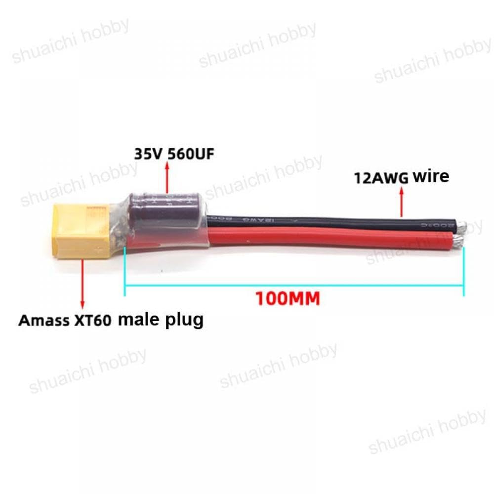 XT60 Male Plug Connector with 560UF Capacitor 12AWG Wire A745