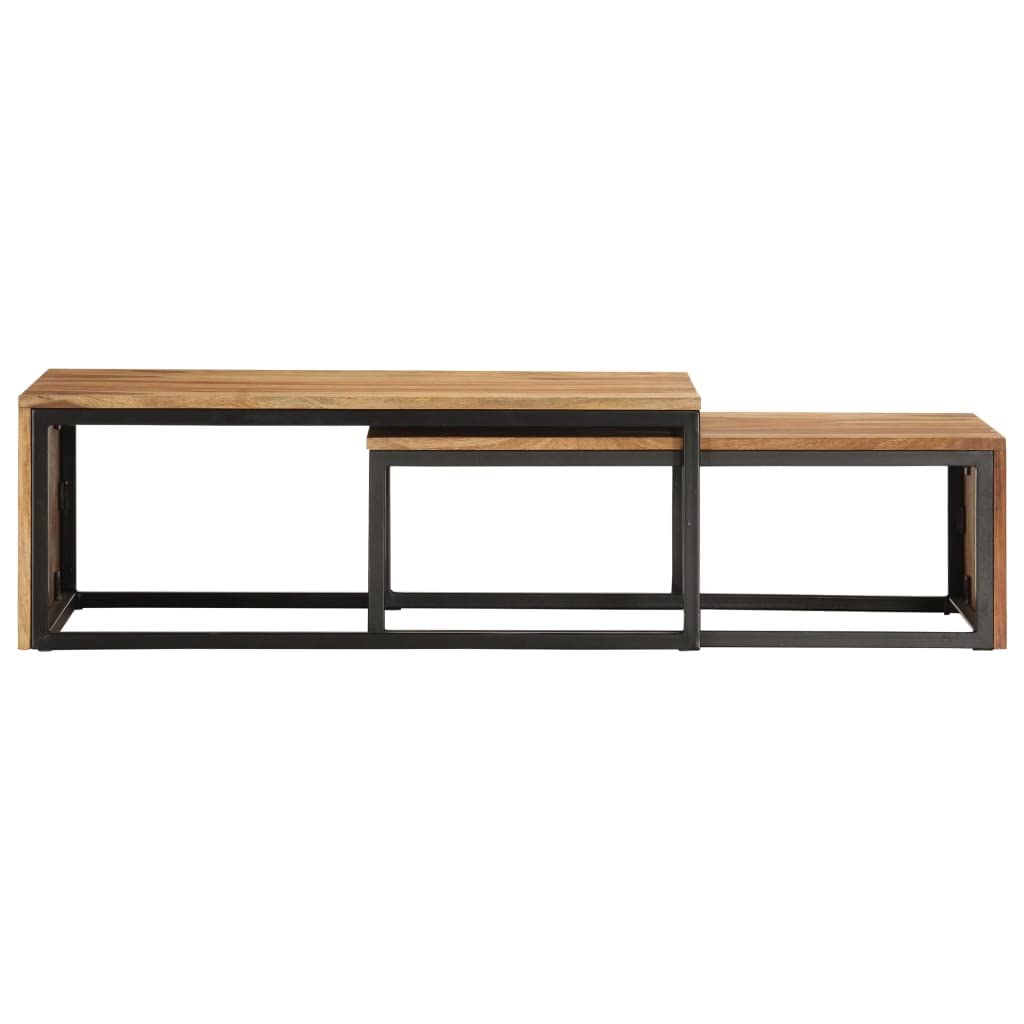 Solid Sheesham Wood Nesting Coffee Table Set A95326