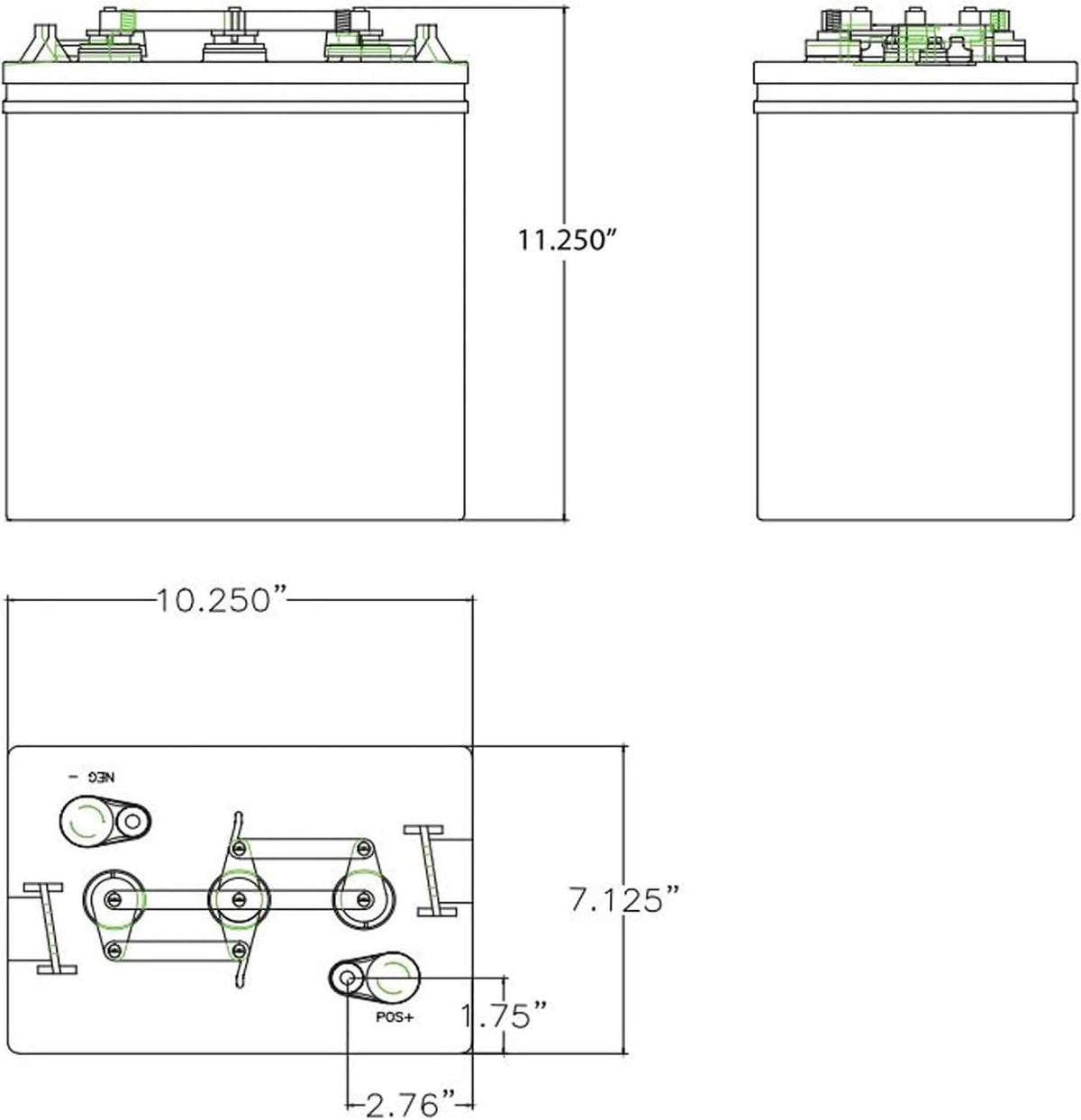 6 Volt 232 Ah Deep Cycle Battery Group Size GC2 G6645