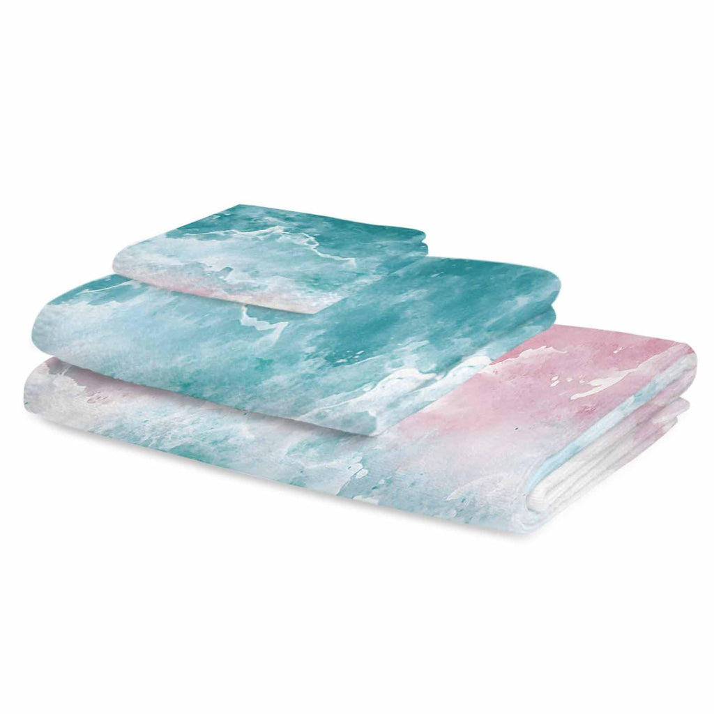 Teal Pink Gradient Cotton Towel Set 3 Pack P508566
