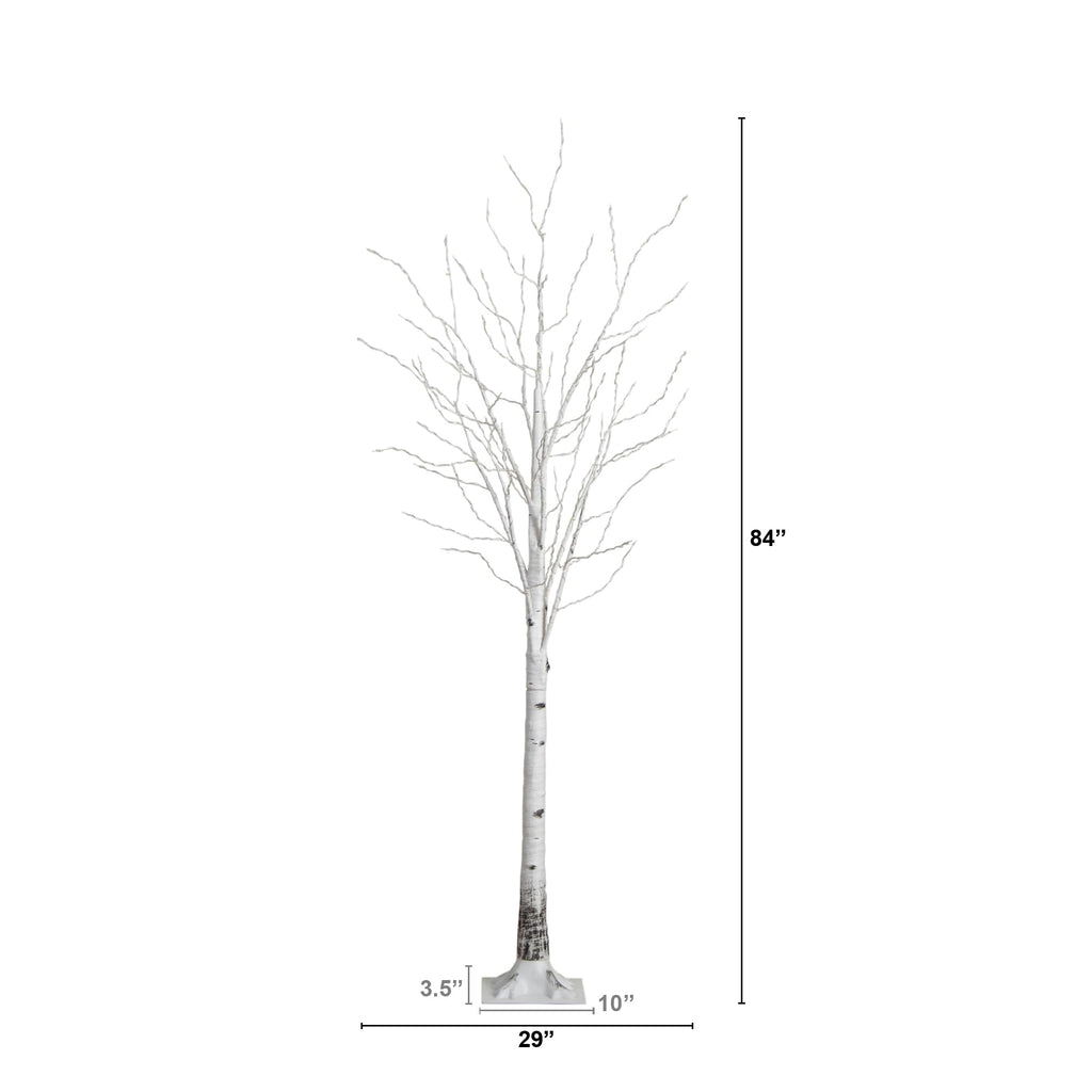 7-FT Pre-lit Artificial White Birch Tree with LED Lights S623
