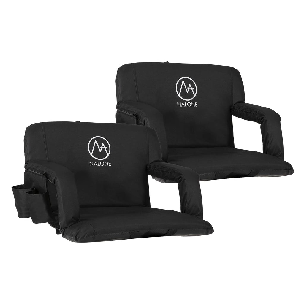 Folding Stadium Seat Set of 2, 25 inch Wide Black F485
