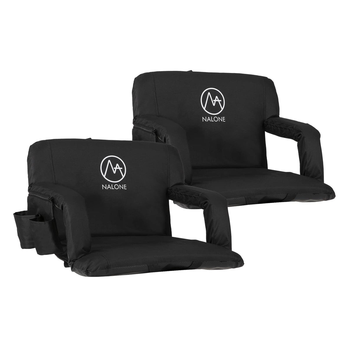Folding Stadium Seat Set of 2, 25 inch Wide Black F485