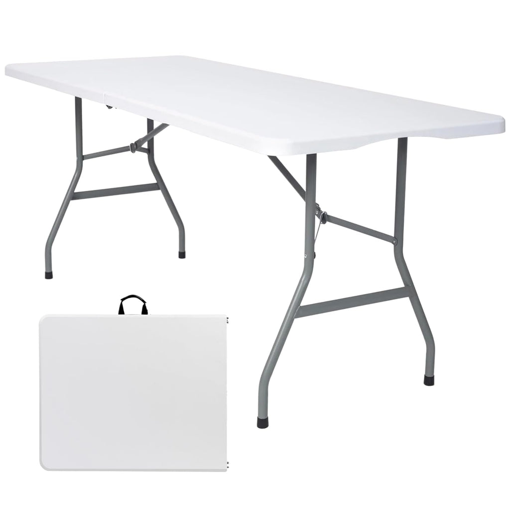 White 6FT Folding Plastic Utility Table with Steel Legs Q416709