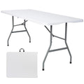 White 6FT Folding Plastic Utility Table with Steel Legs Q416709