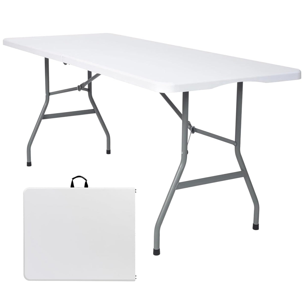 White 6FT Folding Plastic Utility Table with Steel Legs Q416709