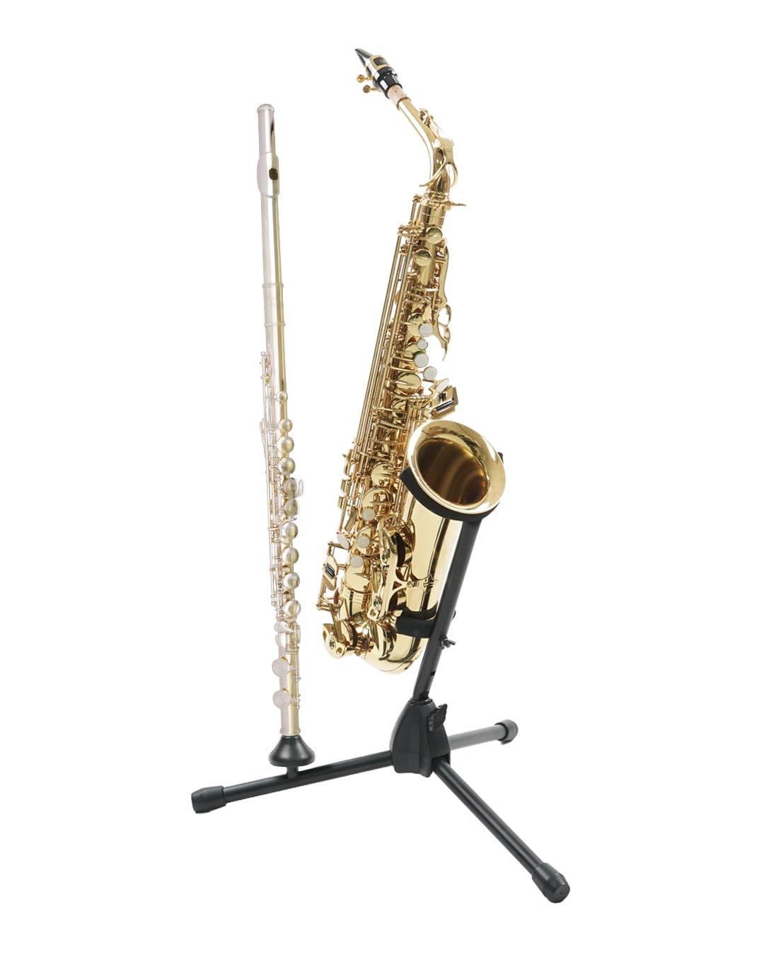 Black Alto Tenor Sax Stand with Flute Clarinet Peg V7510