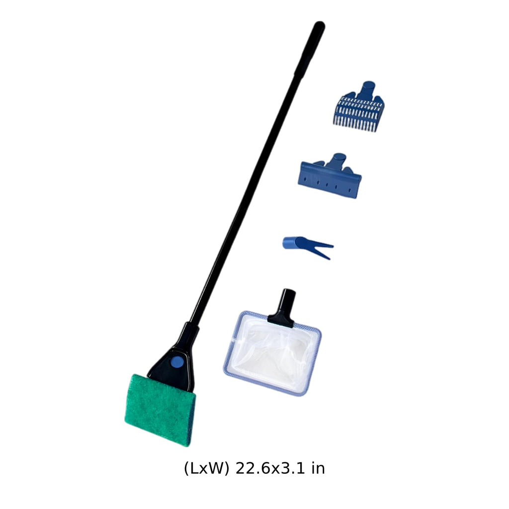 5 in 1 Aquarium Cleaning Kit with Algae Scraper Gravel Rake Fish Net and Brush N591
