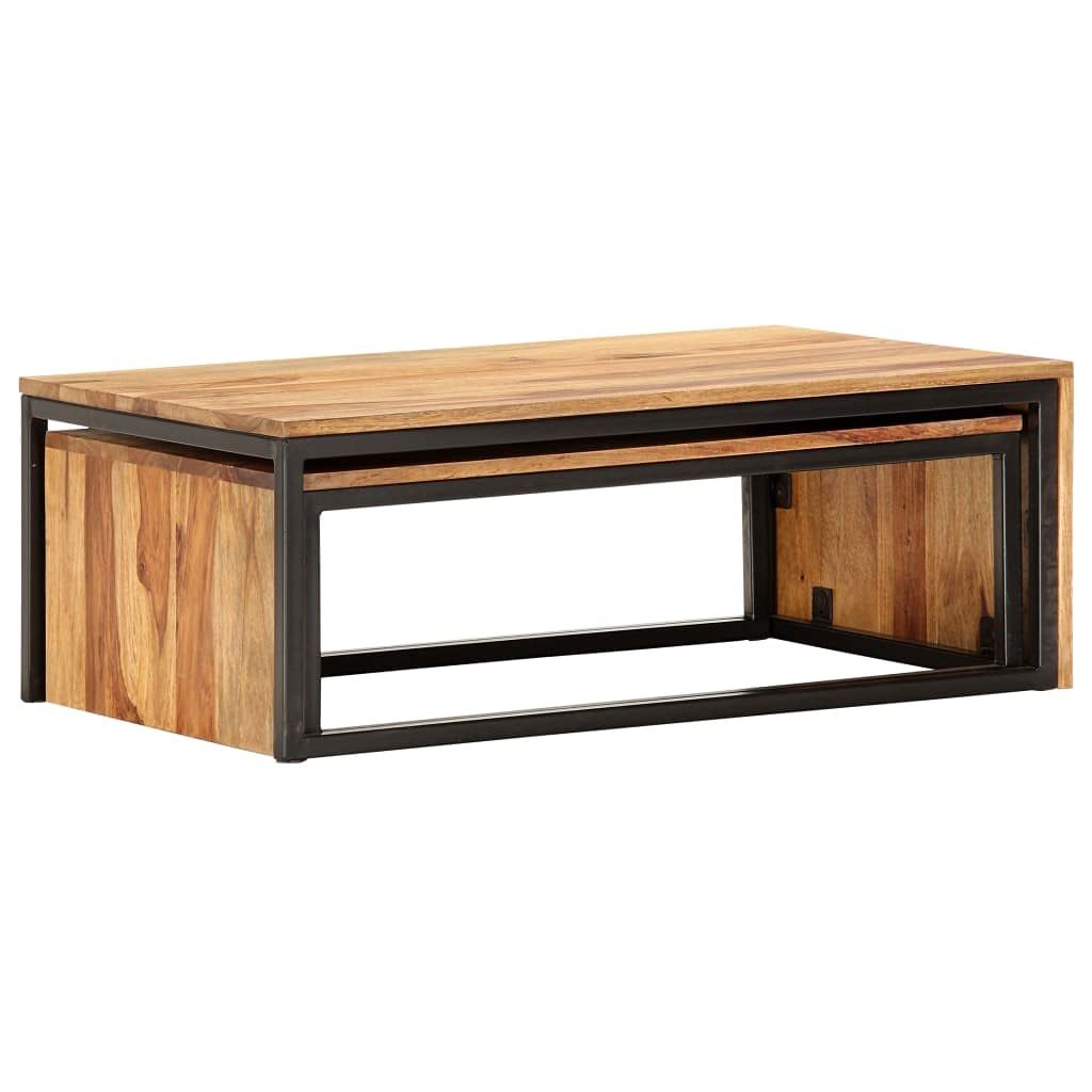 Solid Sheesham Wood Nesting Coffee Table Set A95326
