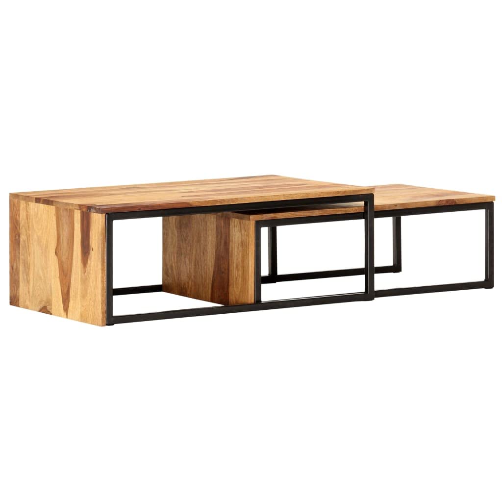 Solid Sheesham Wood Nesting Coffee Table Set A95326