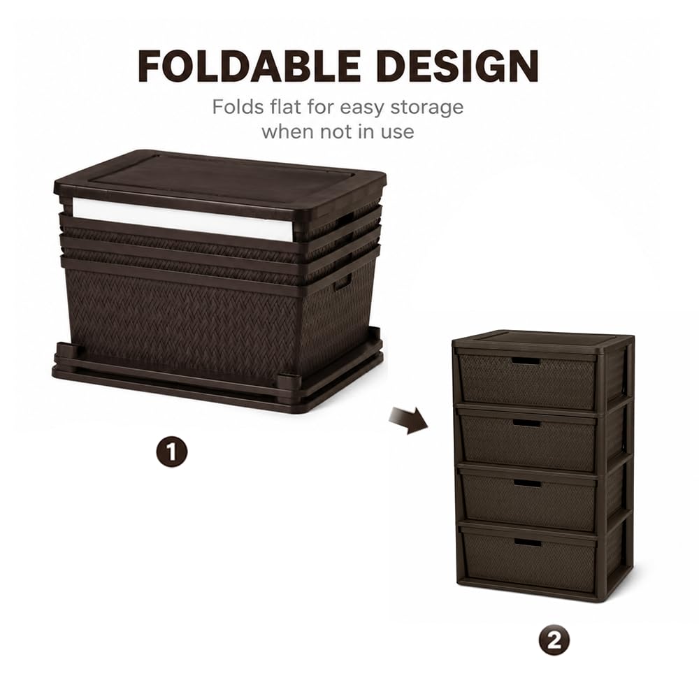 Brown 4 Drawer Plastic Storage Drawers M95485
