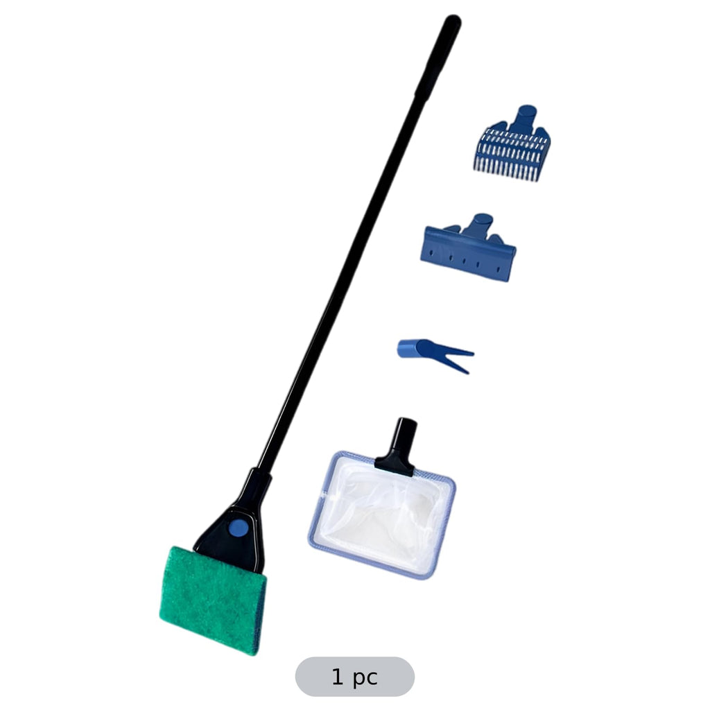 5 in 1 Aquarium Cleaning Kit with Algae Scraper Gravel Rake Fish Net and Brush N591