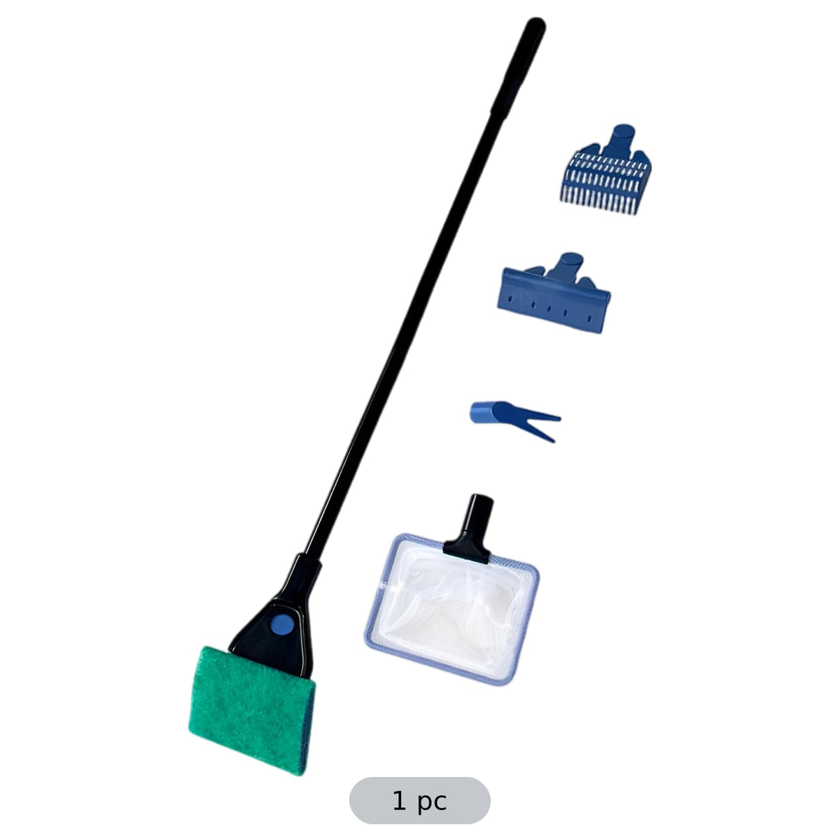 5 in 1 Aquarium Cleaning Kit with Algae Scraper Gravel Rake Fish Net and Brush N591