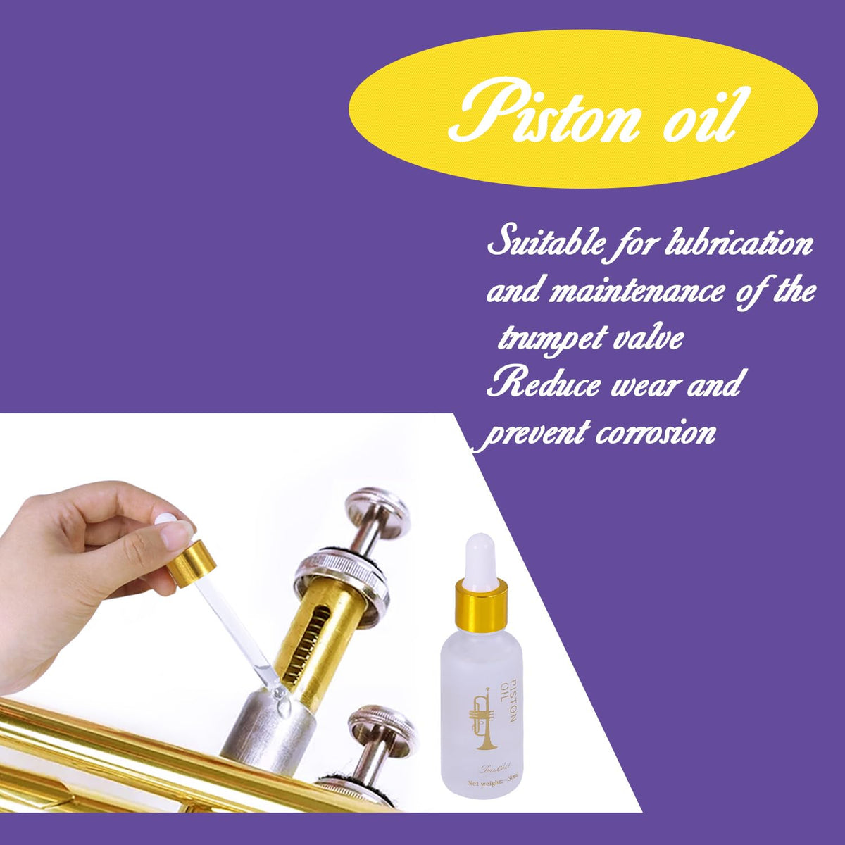 Trumpet Cleaning and Maintenance Kit with Valve Oil, Cork Grease, Cleaning Cloth, Mouthpiece, Cleaning Brush, Gloves K608