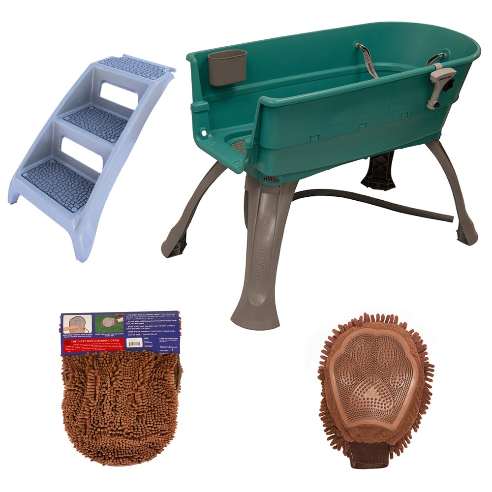 Elevated Pet Bathing Large Teal with Steps F930300