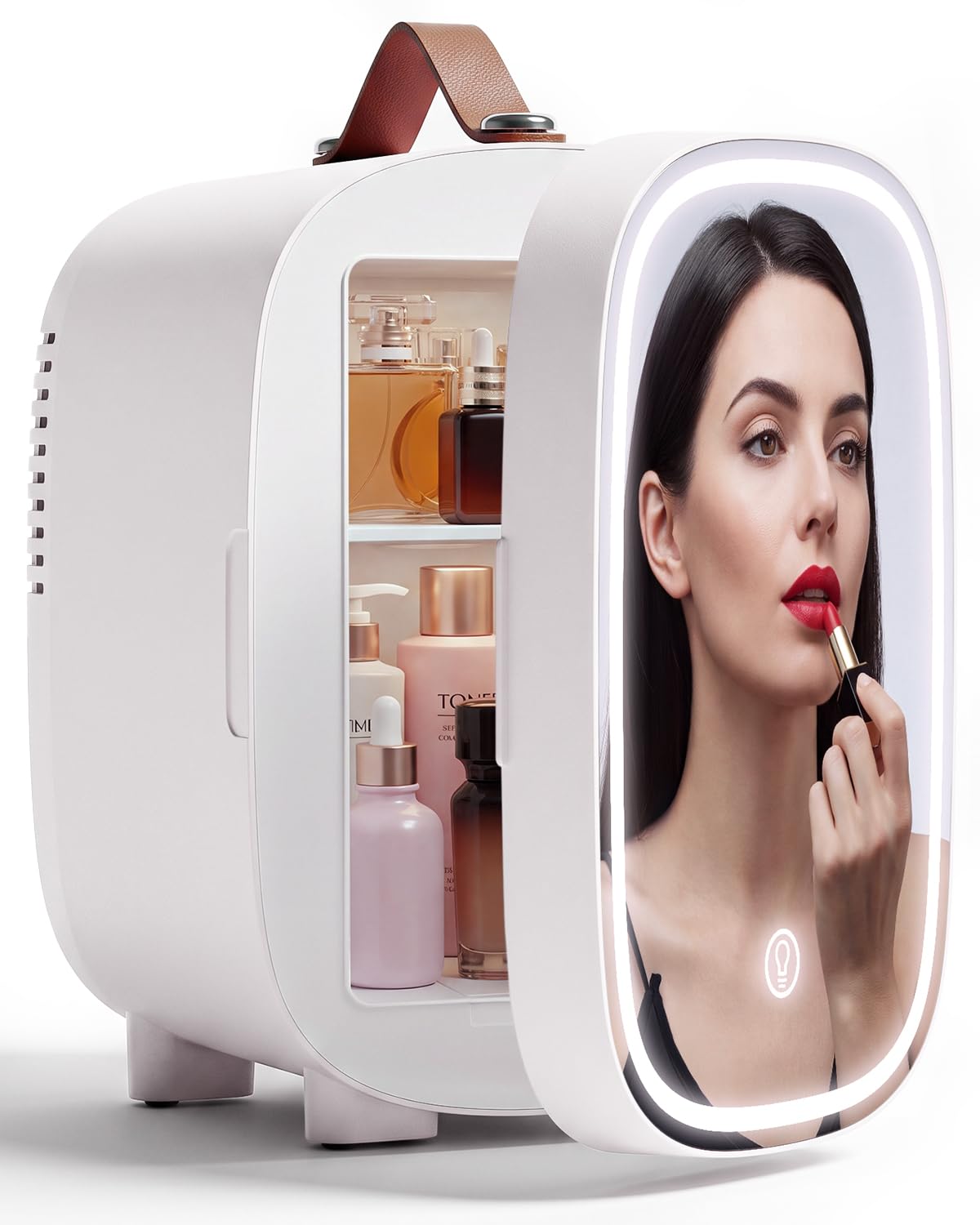 4 Liter 6 Can Portable Mini Fridge with LED Mirror W2233
