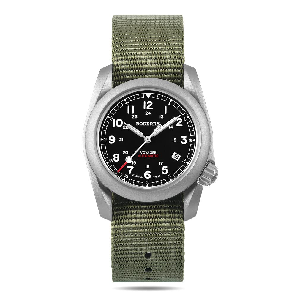 Titanium Automatic Field Watch 40mm Day Date 100M Waterproof Nylon Strap H942453