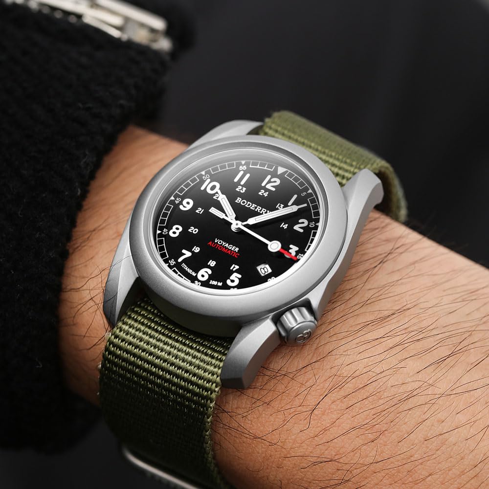 Titanium Automatic Field Watch 40mm Day Date 100M Waterproof Nylon Strap H942453