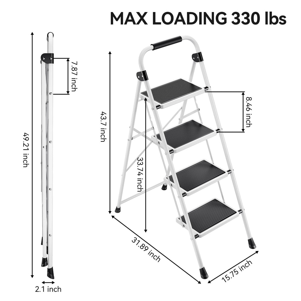 4 Step Folding Step Stool with Anti-Slip Wide Pedal T54737