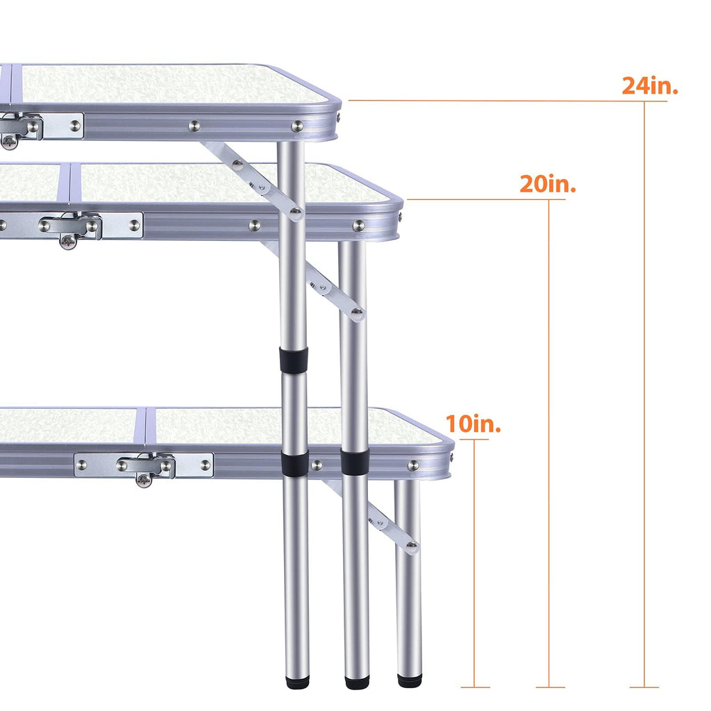 Small Portable Folding Camping Table, 3 Adjustable Height Lightweight Aluminum G295