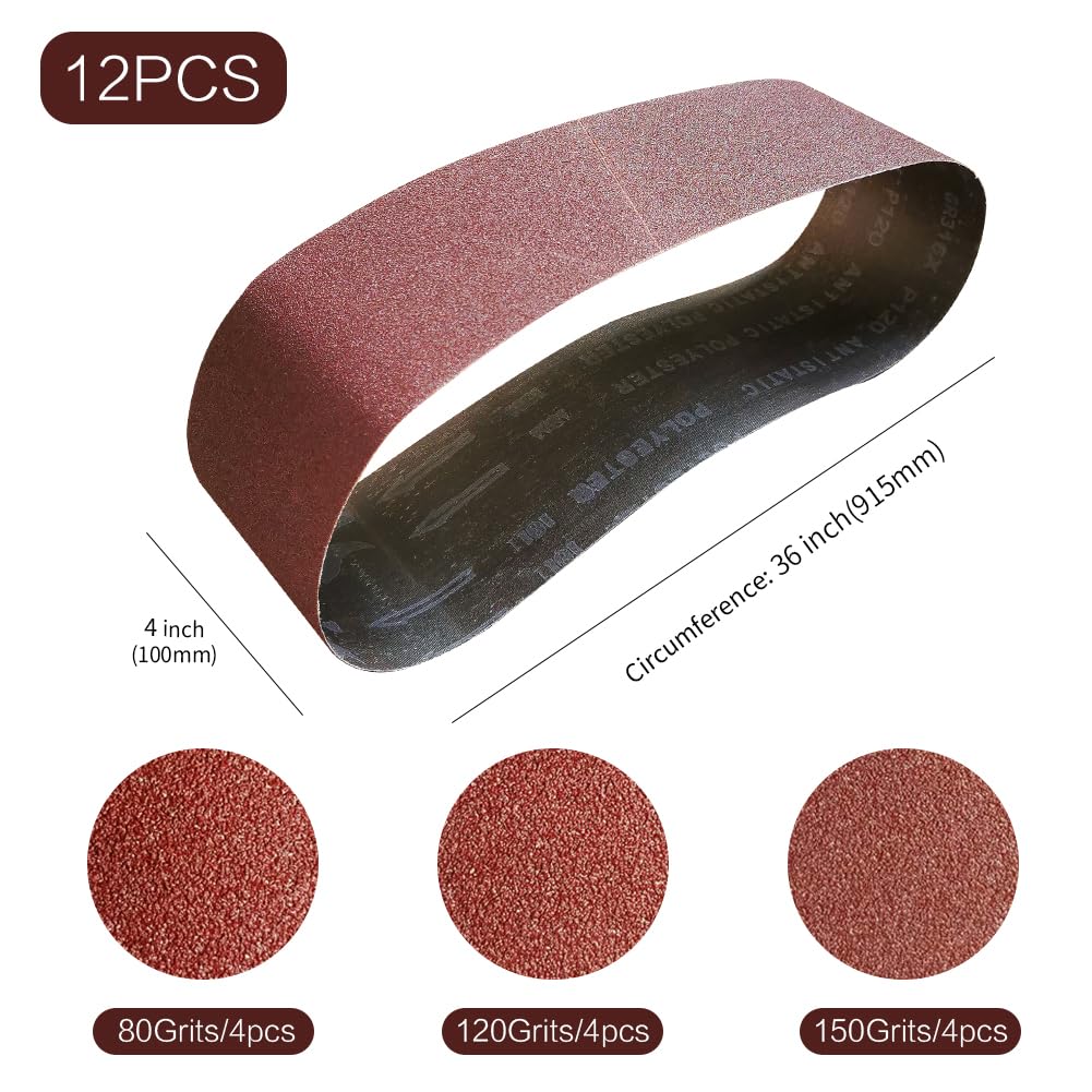 4 x 36 Inch 12 Pcs Aluminum Oxide Sanding Belt I964