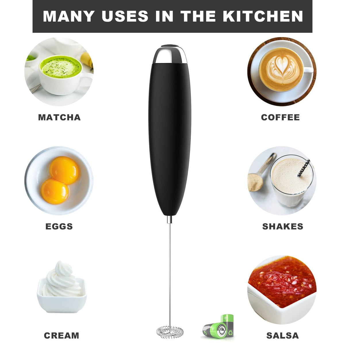 Electric Handheld Milk Frother Drink Mixer I318725