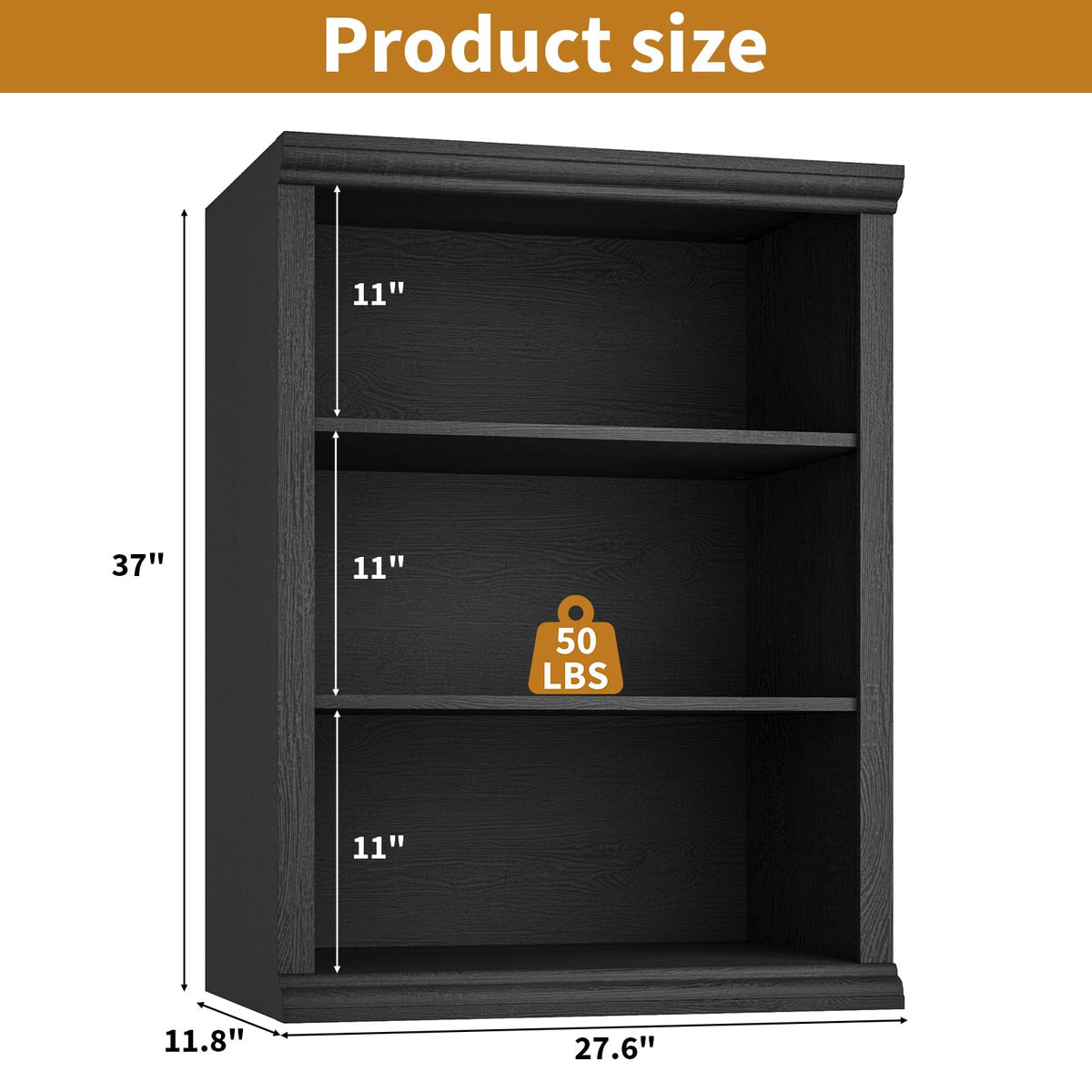 Black 3 Tier Bookcase N81175