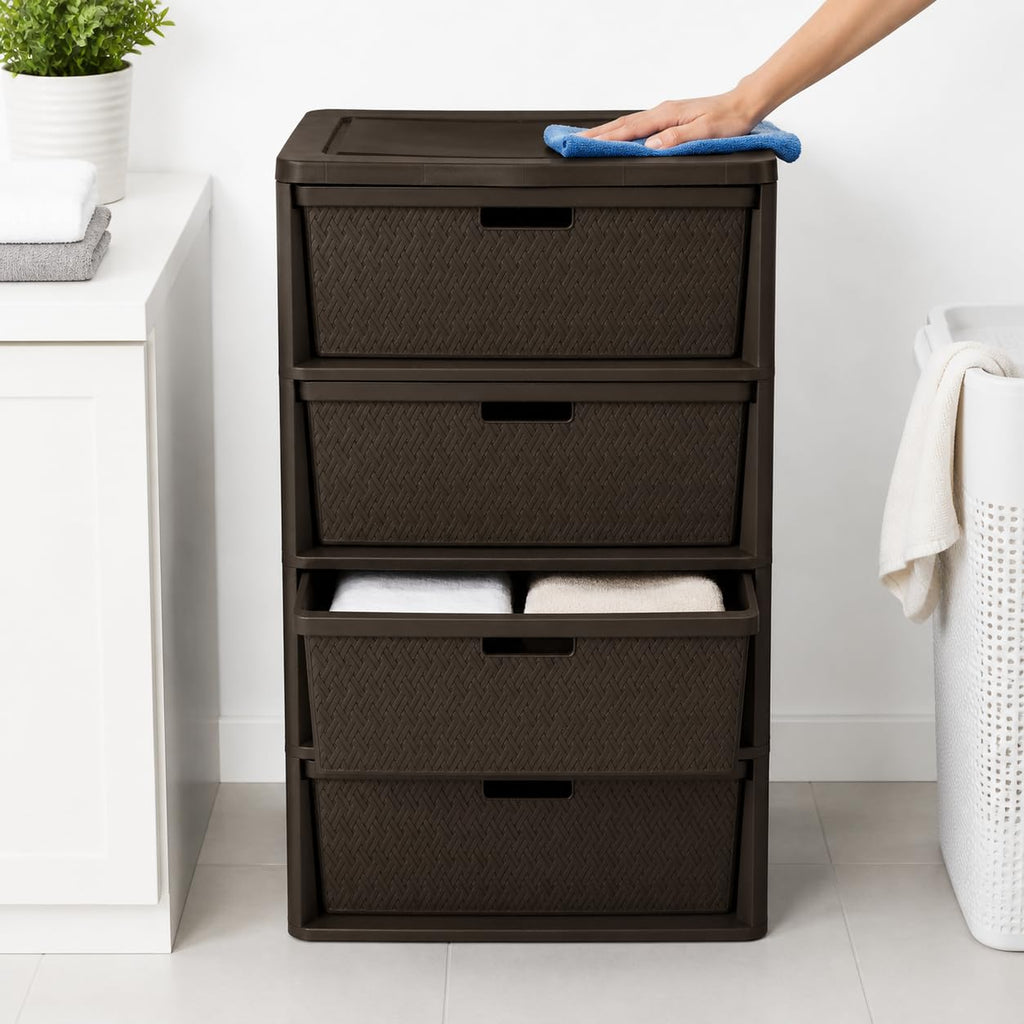 Brown 4 Drawer Plastic Storage Drawers M95485