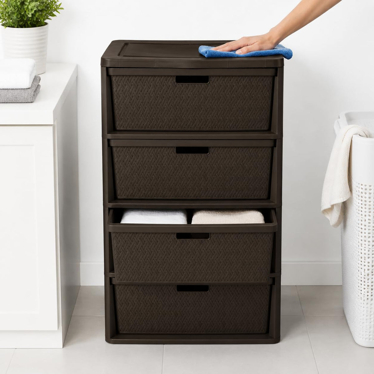 Brown 4 Drawer Plastic Storage Drawers M95485