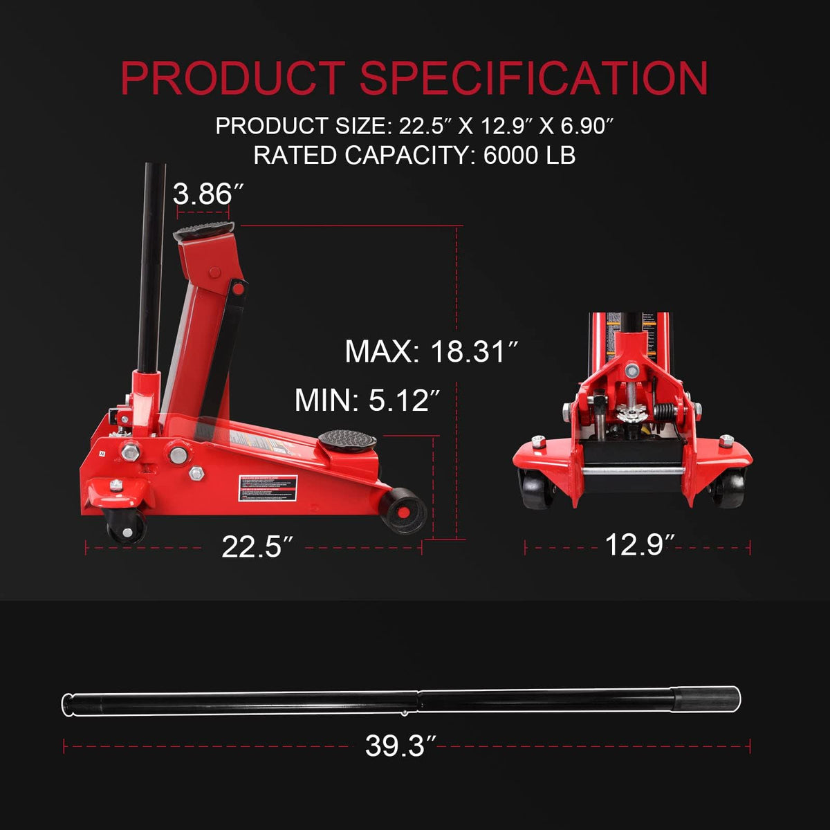 3-Ton Heavy Duty Hydraulic Floor Jack F801
