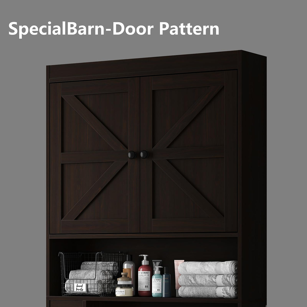 Over The Toilet Storage Cabinet with Barn Doors L932472