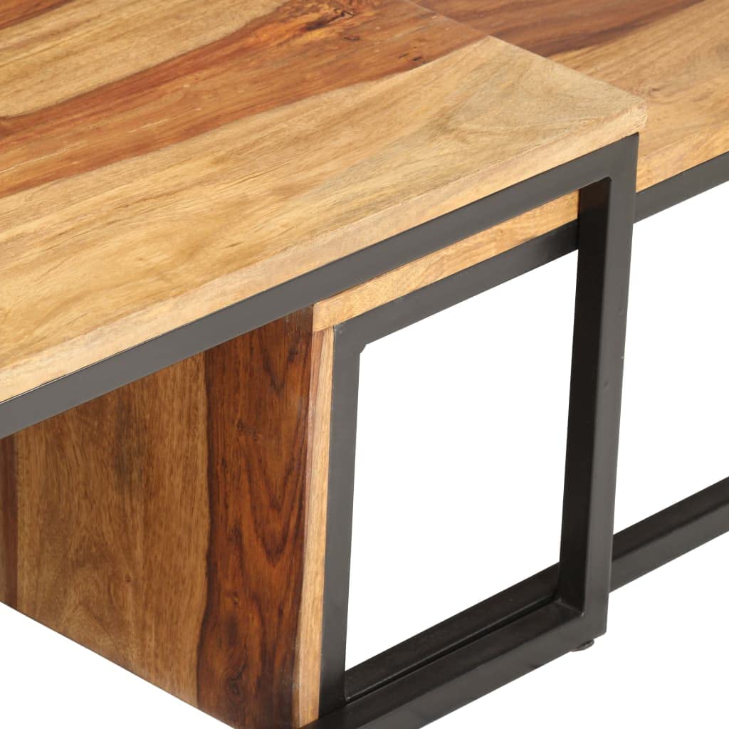 Solid Sheesham Wood Nesting Coffee Table Set A95326