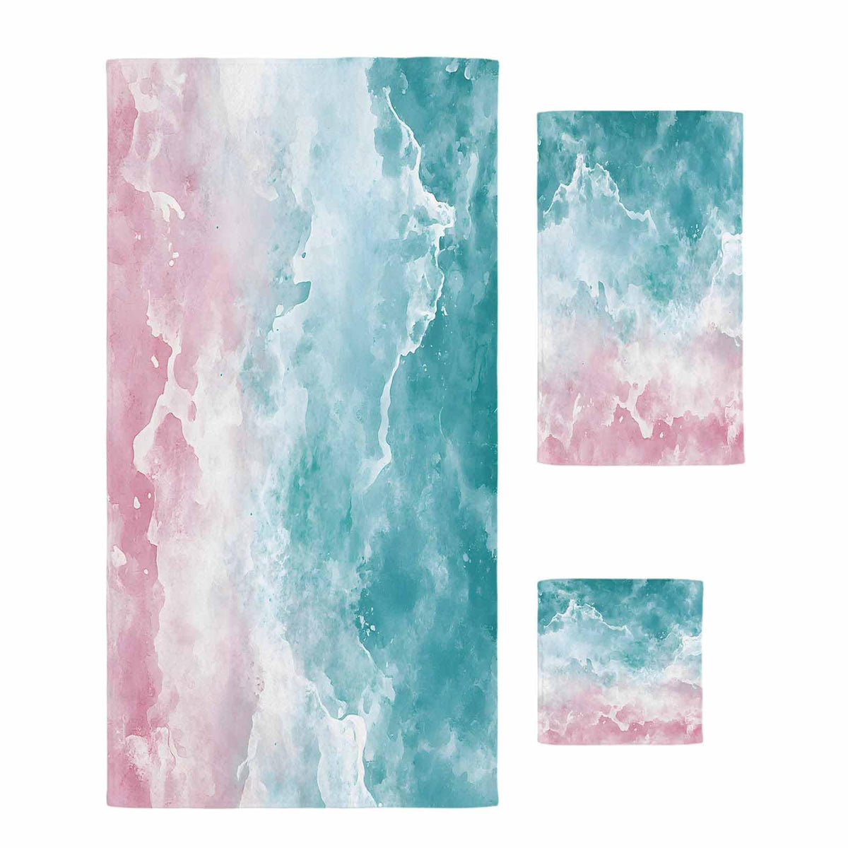 Teal Pink Gradient Cotton Towel Set 3 Pack P508566