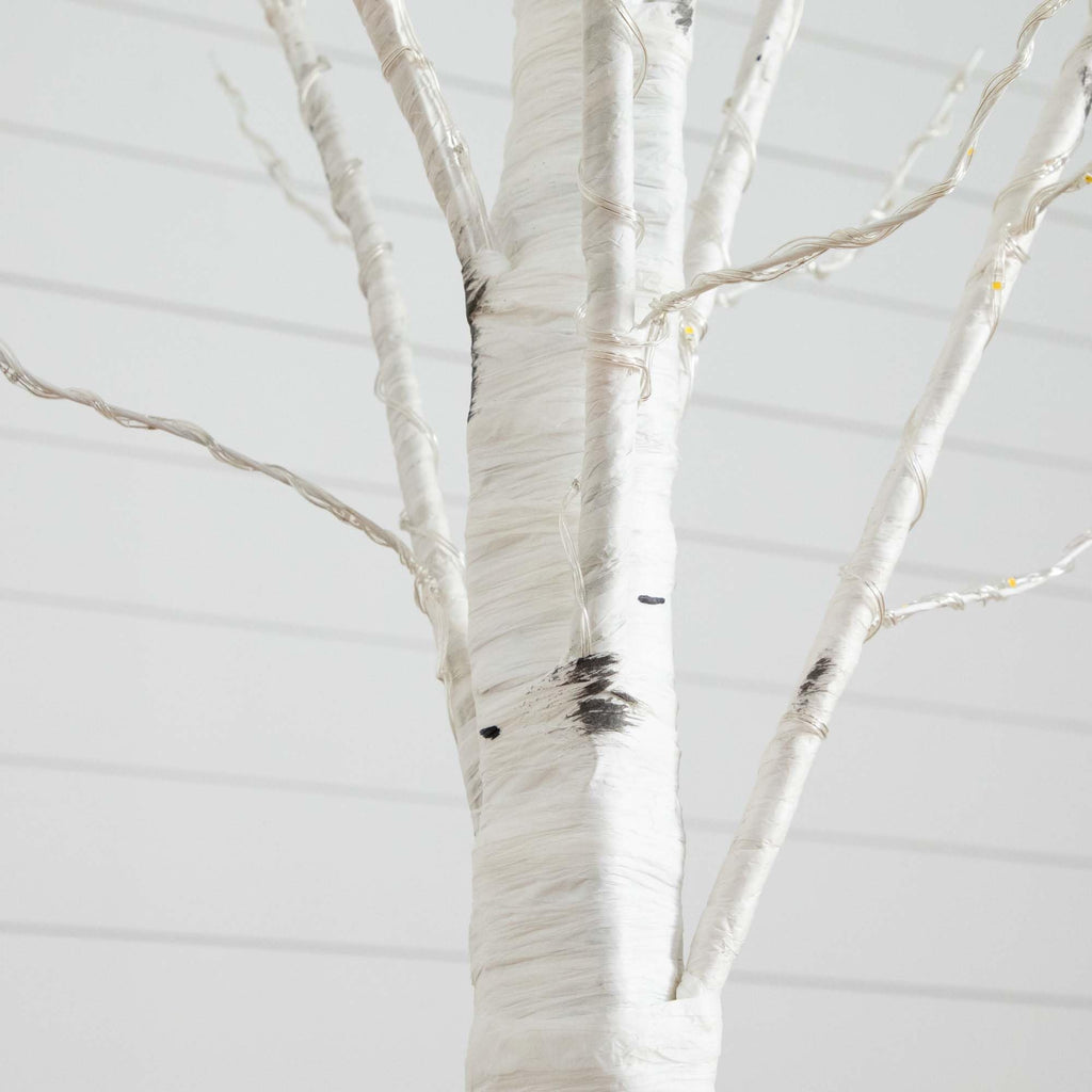 7-FT Pre-lit Artificial White Birch Tree with LED Lights S623