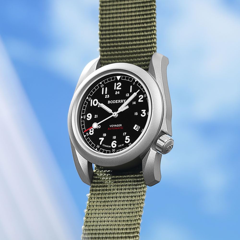 Titanium Automatic Field Watch 40mm Day Date 100M Waterproof Nylon Strap H942453