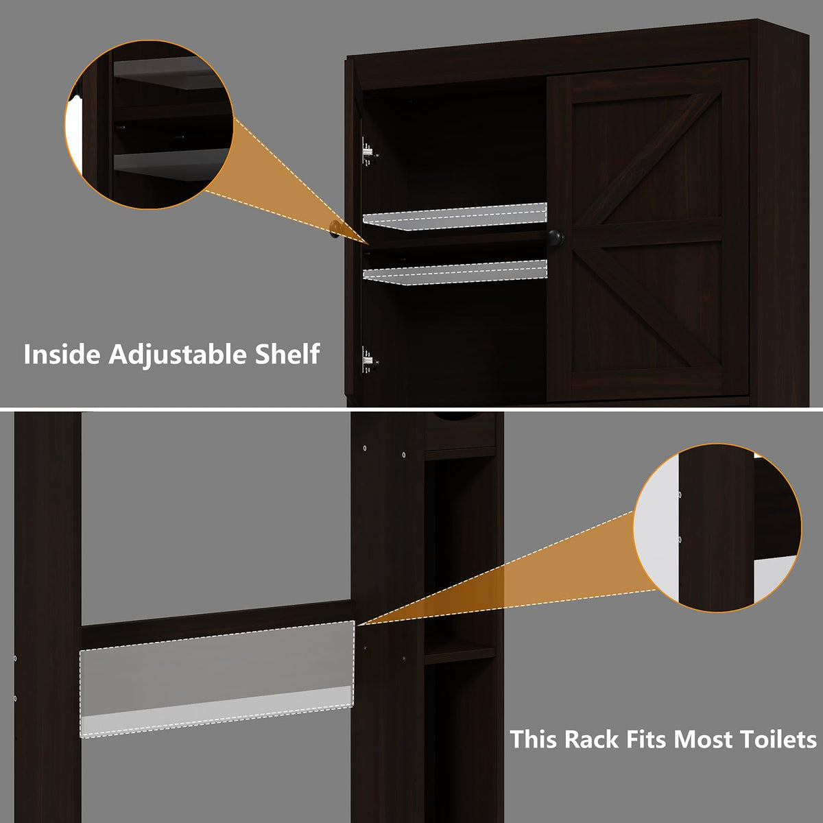 Over The Toilet Storage Cabinet with Barn Doors L932472