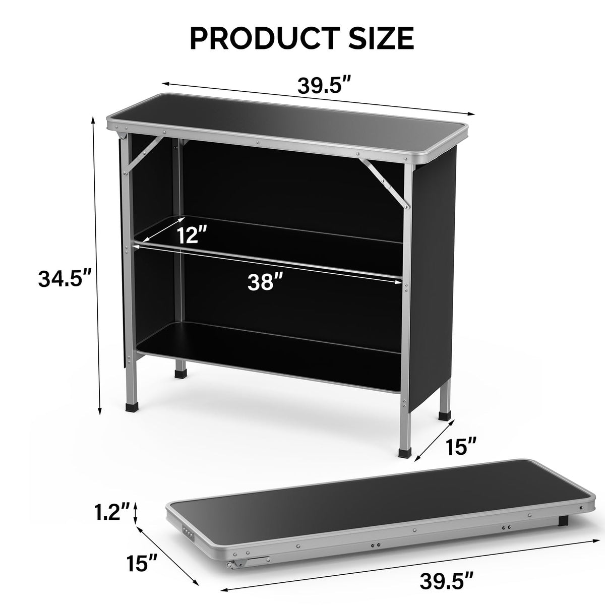 Aluminum 2-Tier Folding Camping Table with Carrying Bag V7931