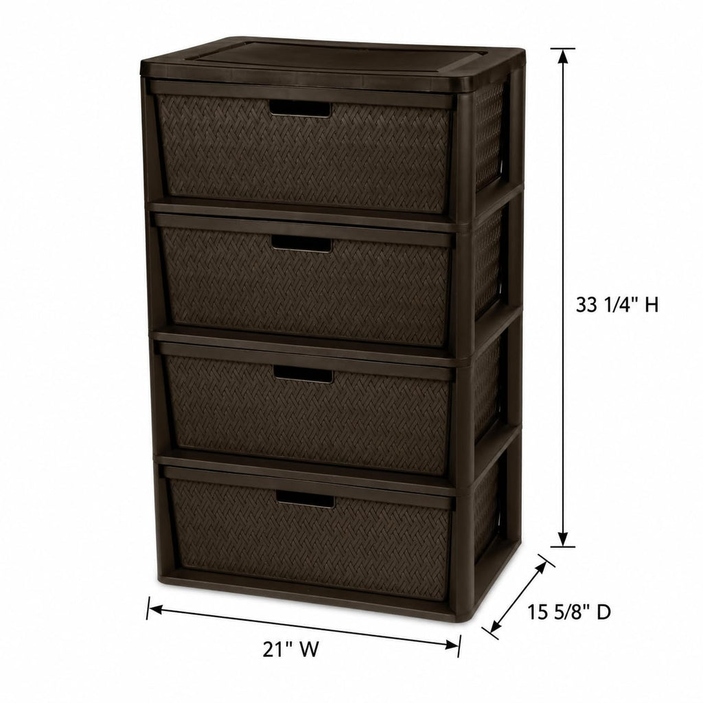 Brown 4 Drawer Plastic Storage Drawers M95485