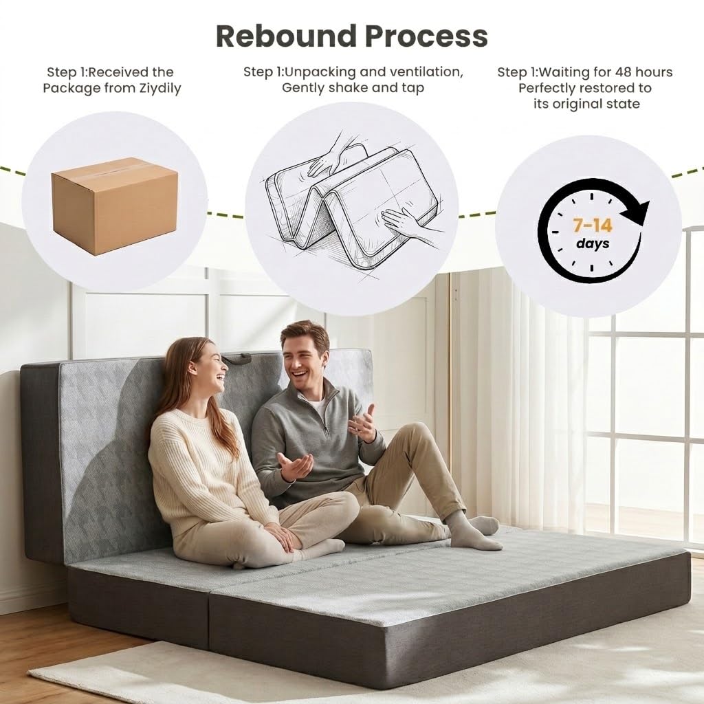 6" Trifold Full Size Memory Foam Mattress X8336