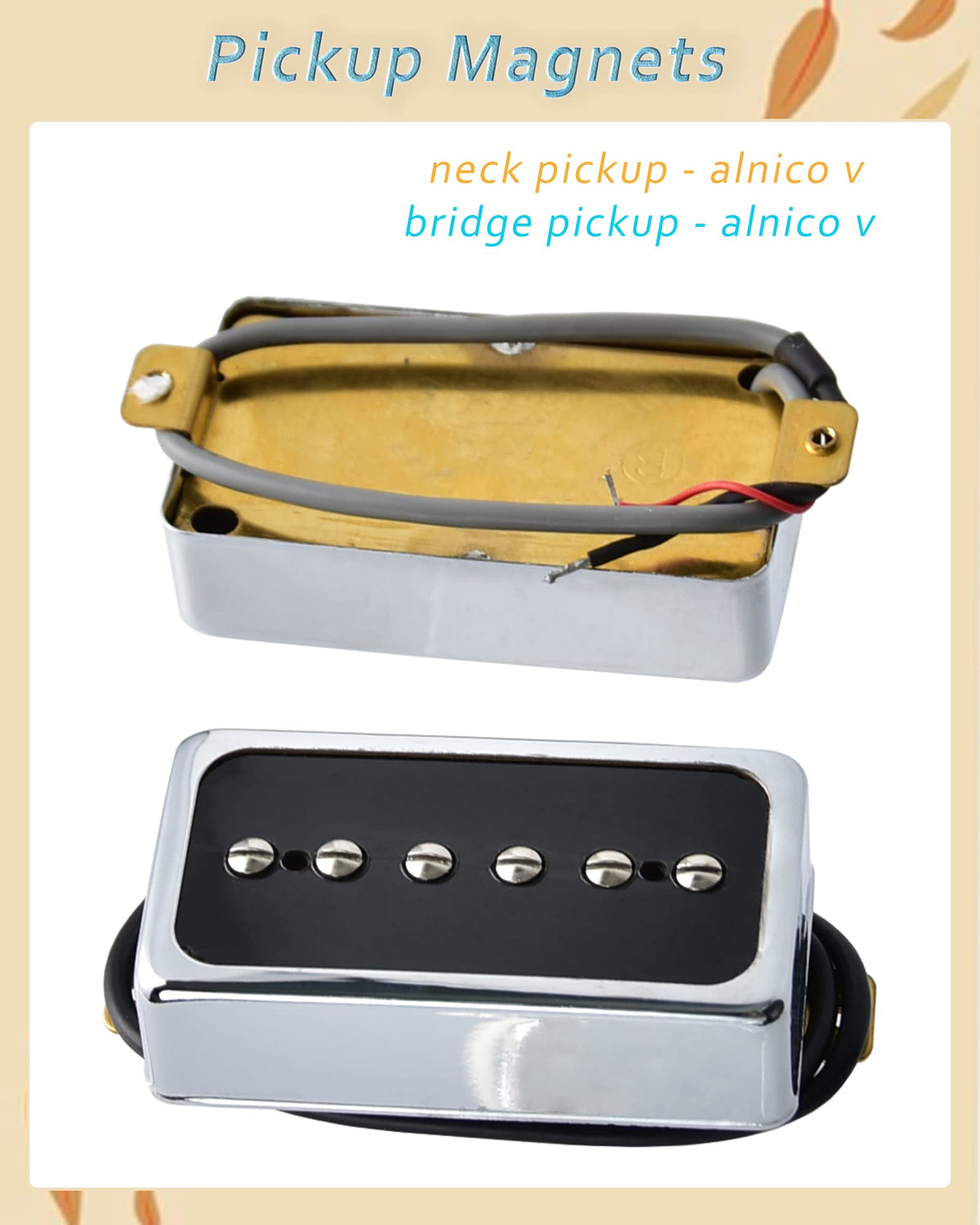 P90-Style Single Coil Pickup Set Alnico 5 Chrome/Black V31113