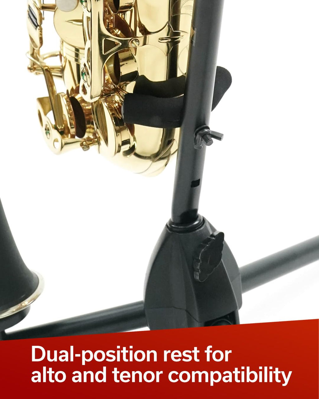 Black Alto Tenor Sax Stand with Flute Clarinet Peg V7510