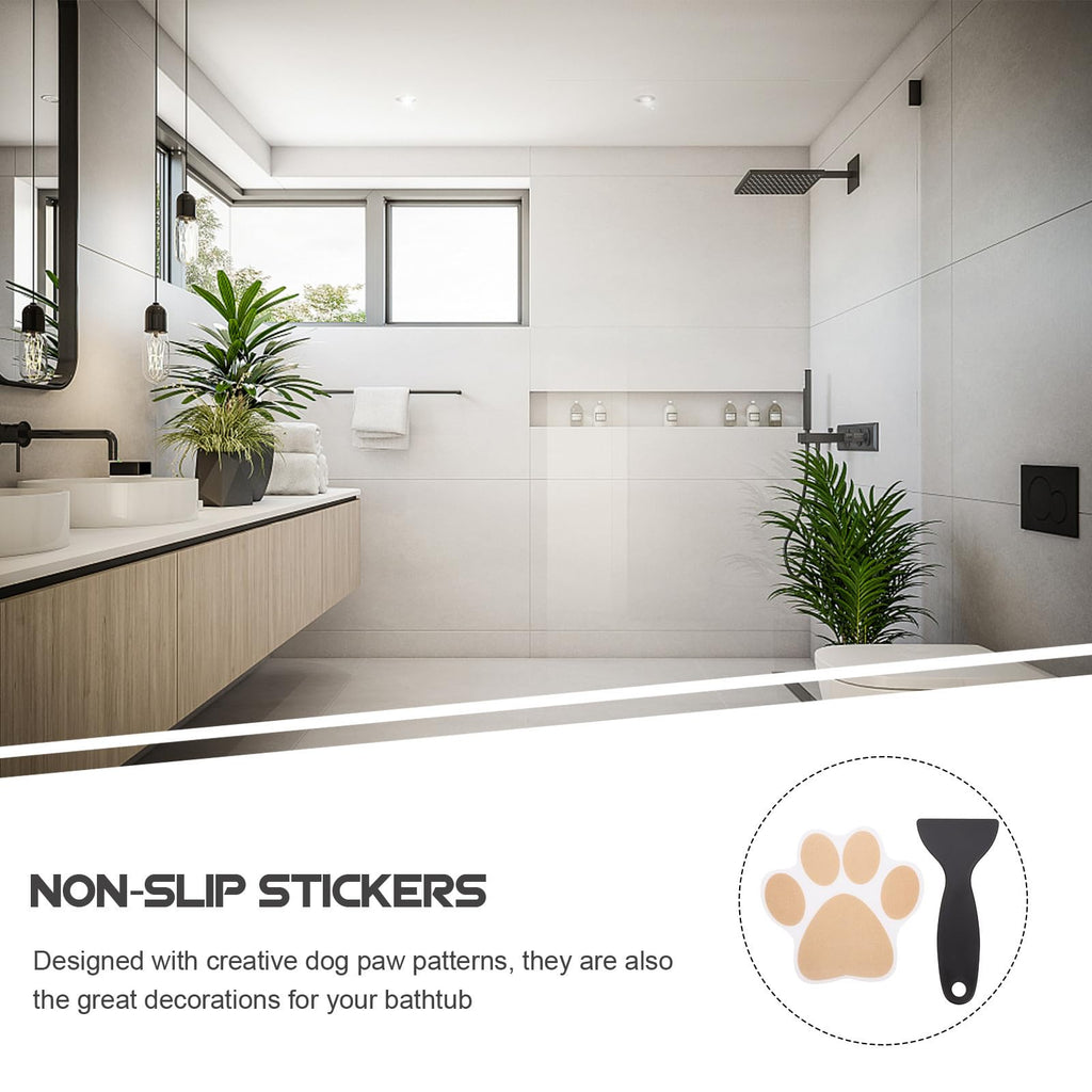 Gold Dog Paw Non Slip Bathtub Floor Stickers with Scraper C29051