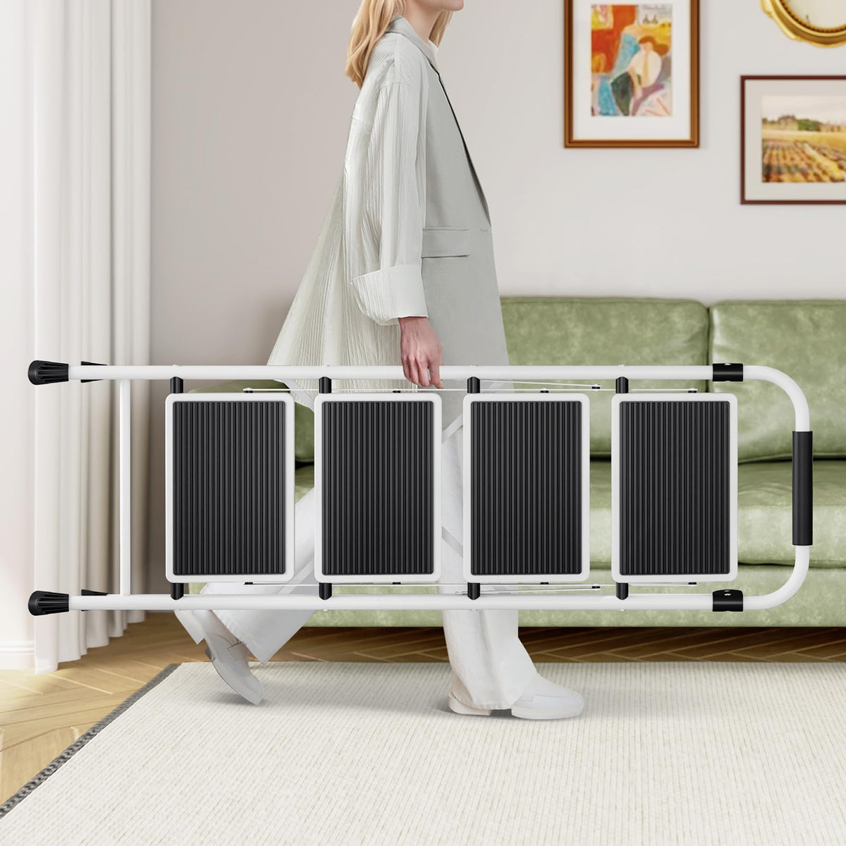 4 Step Folding Step Stool with Anti-Slip Wide Pedal T54737