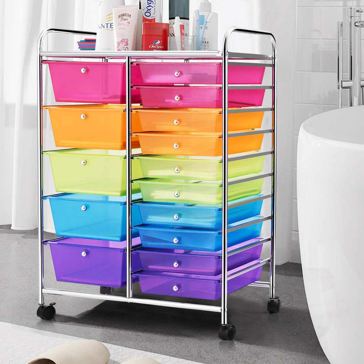 15 Drawer Rolling Storage Cart with Removable Drawers K429