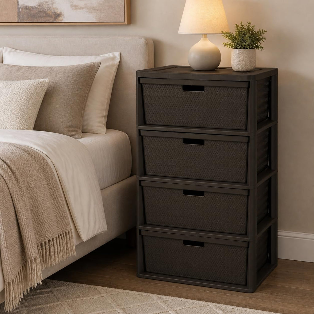 Brown 4 Drawer Plastic Storage Drawers M95485