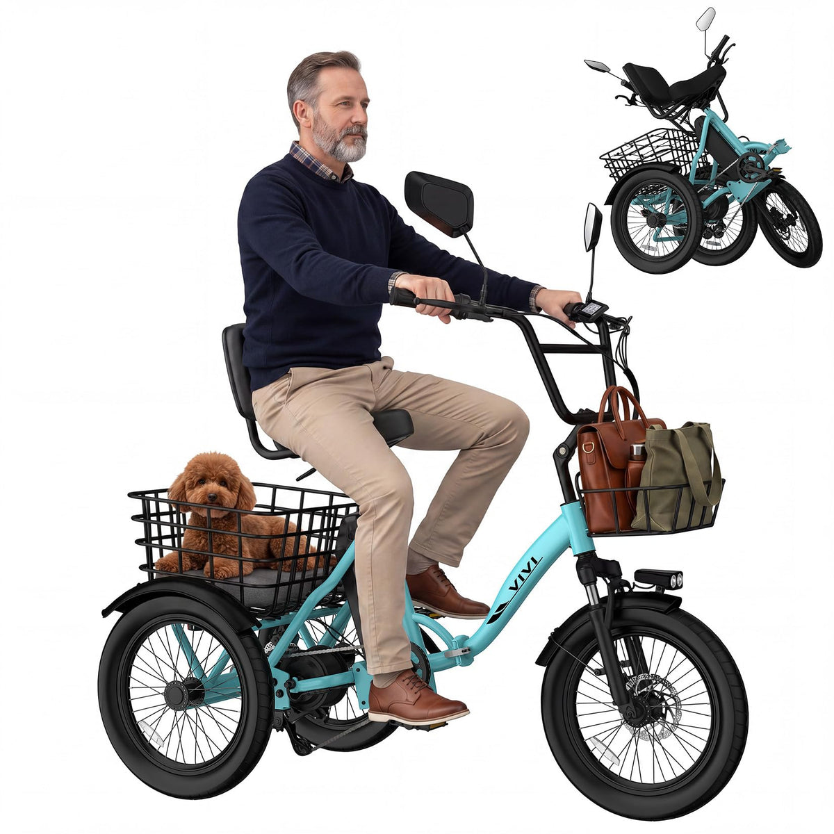 Folding Electric Tricycle 1000W 48V 18" Tire I136067