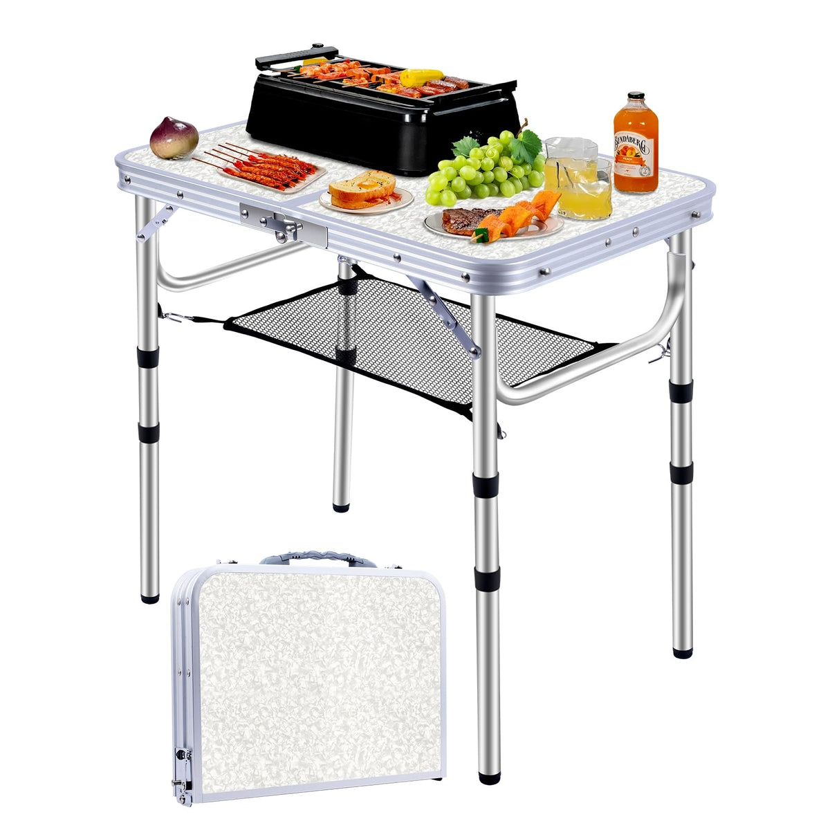 Small Portable Folding Camping Table, 3 Adjustable Height Lightweight Aluminum G295
