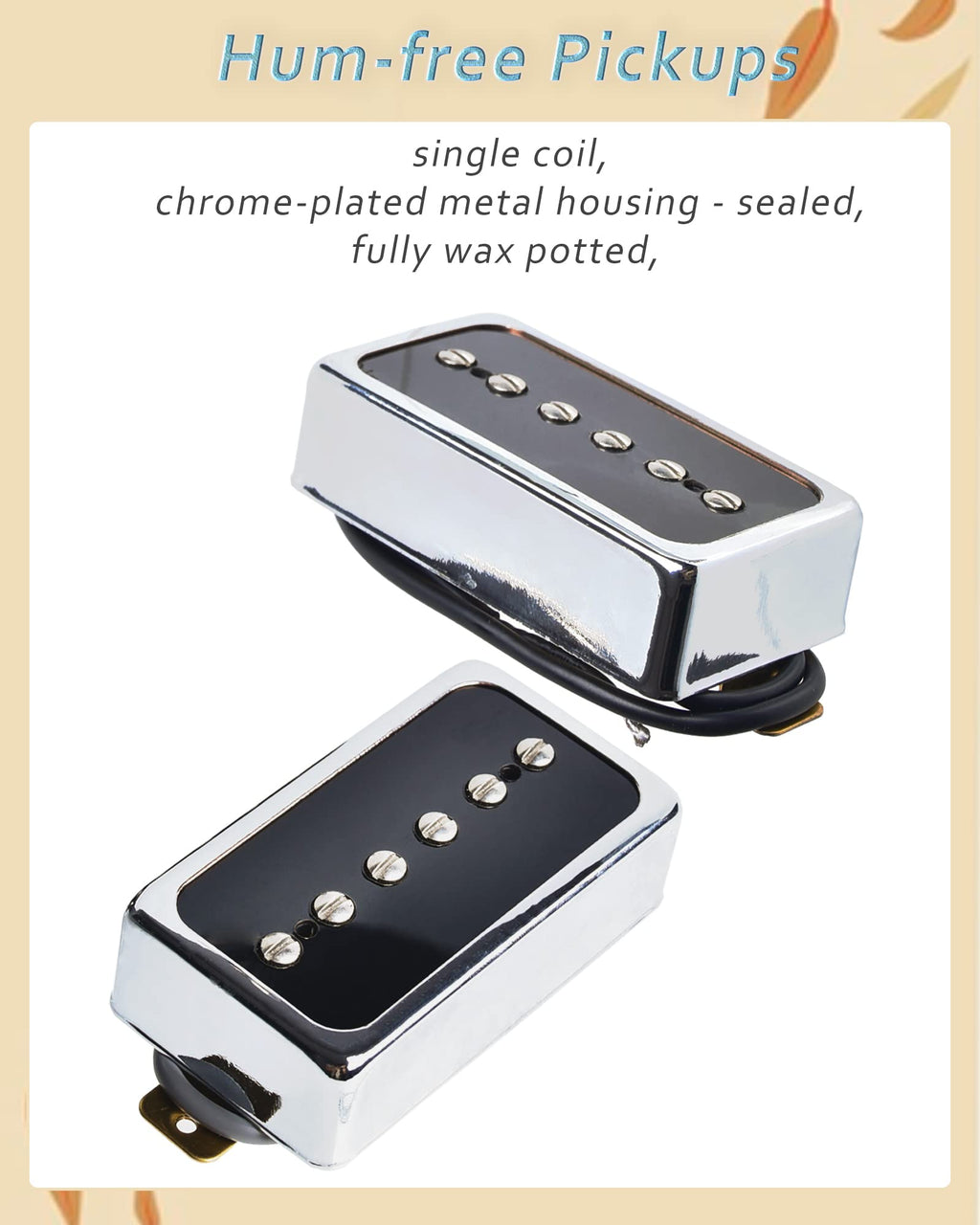 P90-Style Single Coil Pickup Set Alnico 5 Chrome/Black V31113