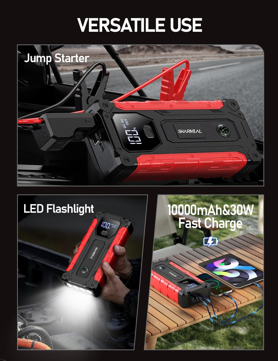 8000A 12V Portable Jump Starter with PD 30W Charger P751