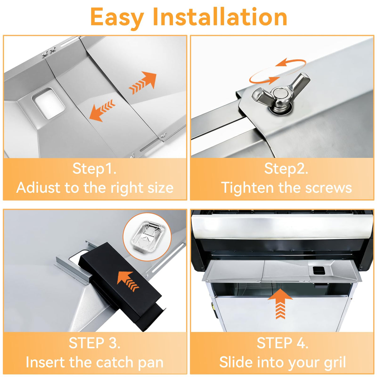 Adjustable Grease Tray with Catch Pan for Gas Grills N3182